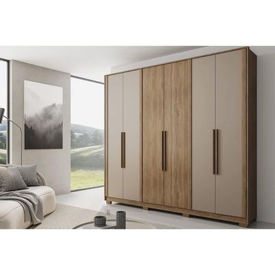 Guarda Roupa Casal 6 Portas Everest Cedro/Salvia Carraro
