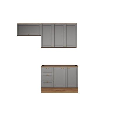 Cozinha Modulada Carraro 3 Peças Bella C3P22 Nogal/Cinza