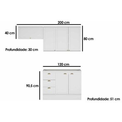 Cozinha Modulada Carraro 3 Peças Bella C3P22 Nogal/Cinza