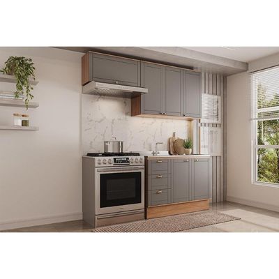 Cozinha Modulada Carraro 3 Peças Bella C3P22 Nogal/Cinza