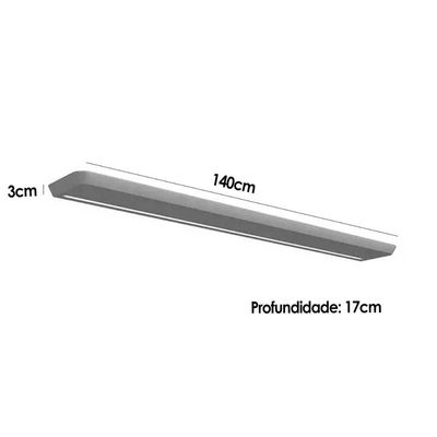 Prateleira Sala Decorativa Flutuante Led 140x18 Gris - Linea Brasil