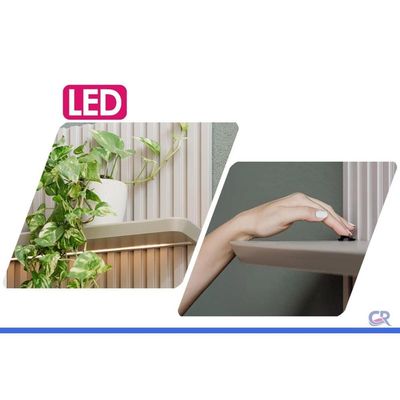 Prateleira Sala Decorativa Flutuante Led 140x18 Gris - Linea Brasil