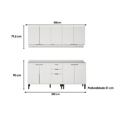 Cozinha Modulada Carraro 4 Peças Alpha C4P177 Branco