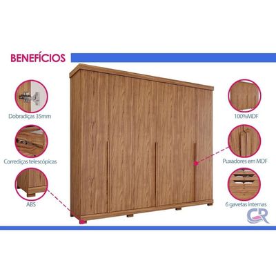 Guarda Roupa Casal 6 Ptas c/Pés Guarapari Jequitiba Panan