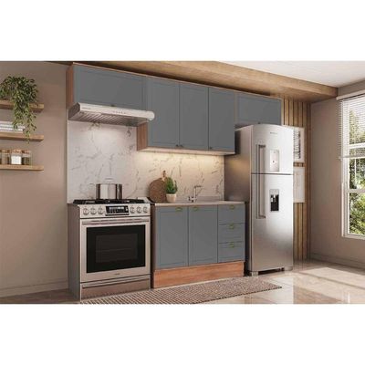 Kit Cozinha Carraro 4 Peças Bella C4P254 Nogal/Cinza