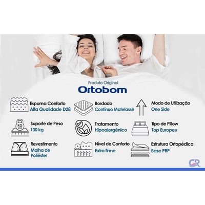 Cama Box Baú CRC Solt +Colchão Anatômico Ortopédico Light Ortobom 88