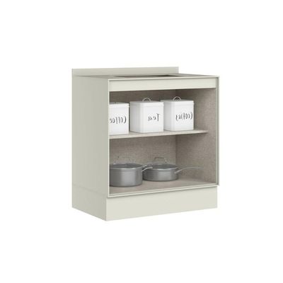 Balcão Cozinha Cooktop Henn Fineze 2 Portas c/Tampo 80cm Areia