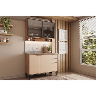 Cozinha Modulada Carraro 2 Peças Alpha C2P54 Freijo/Off White