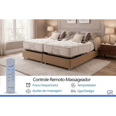 Cama c/Controle Articulada Motorizada Herval +Colchão c/Massagem MH1430 100x203