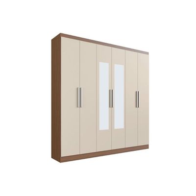 Guarda Roupa Casal 6 Portas c/Esp PH1127 Nogueira/Off Herval