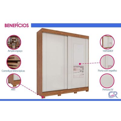 Guarda Roupa Casal 2Ptas Correr c/Esp Ilhéus Jequitiba Panan