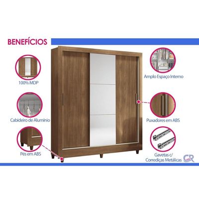 Guarda Roupa 3 Portas 3 Ptas Correr Itália Jequitiba - S. Andirá