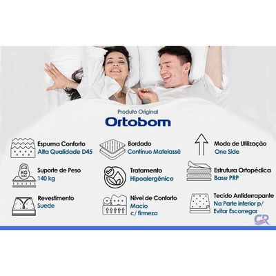 Cama Box CRC Casal +Colchão Anatômico Ortopédico D45 Airtech150 Ortobom 138x188