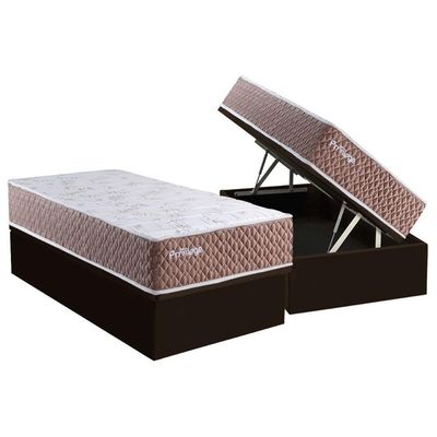 Cama Box Baú CRC Solteiro +Colchão Molas Ensacadas Privilege Paropas -