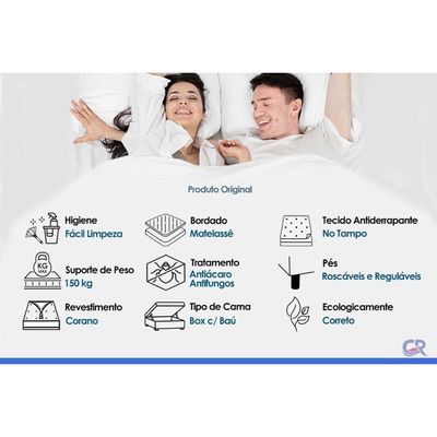 Cama Box Baú CRC Queen +Colchão D45 Hight Foam Ortobom 158