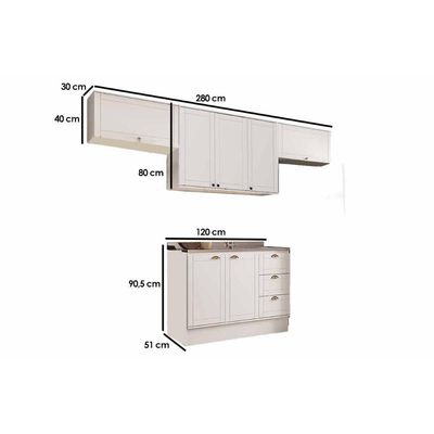Cozinha Modulada Carraro Bella Carraro 4 Peças C4P254 Nogal/Cinza