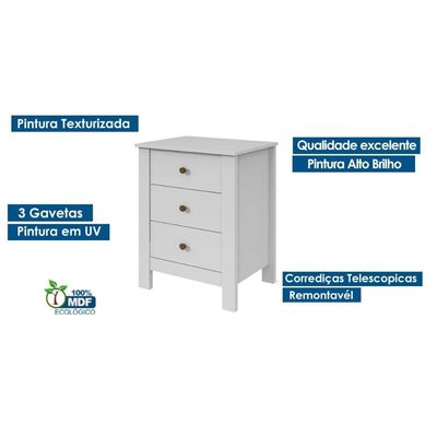 Mesa Cabeceira Infantil Maggiore c/3 Gavs Amendoa Clean - Lopas