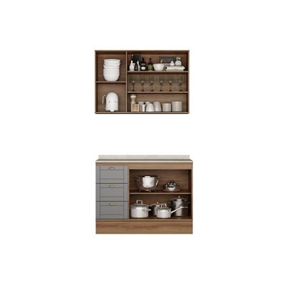Kit Cozinha Carraro 2 Peças Bella C2P50 Nogal/Cinza