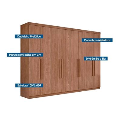 Guarda Roupa Casal 8 Ptas Master New Cin/Areia S. Andirá