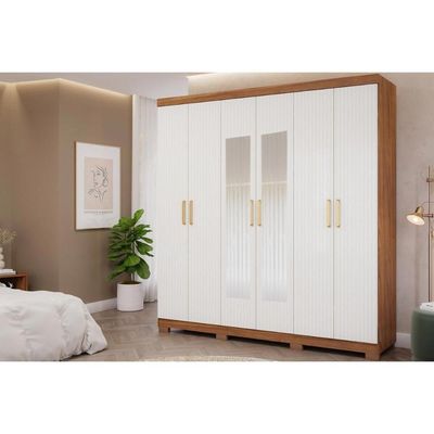 Guarda Roupa Casal 6 Portas c/Esp Clara Cina/Grafiato Panan