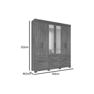 Guarda Roupa Casal 6 Ptas 5Gavs c/Esp Porto Jequitiba Panan