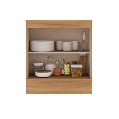 Balcão Cozinha Modulado Alma 2 Portas c/Tampo 80cm Cedro Carraro
