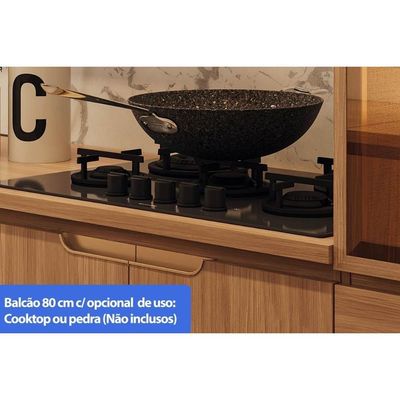 Balcão Cozinha Modulado Alma 2 Portas c/Tampo 80cm Cedro Carraro