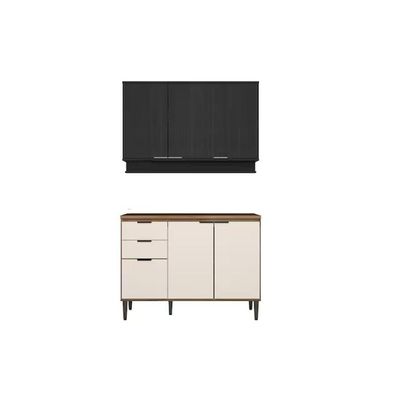 Kit Cozinha Carraro 2 Peças Alpha C2P51 Freijo/Off White/Preto
