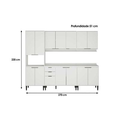 Cozinha Modulada Carraro Alpha Carraro 5 Peças Alpha C5P131 Branco