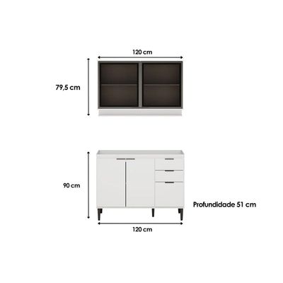 Cozinha Modulada Carraro Alpha Carraro 2 Peças Alpha C2P54 Branco