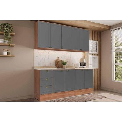 Kit Cozinha Carraro 4 Peças Bella C4P252 Nogal/Cinza