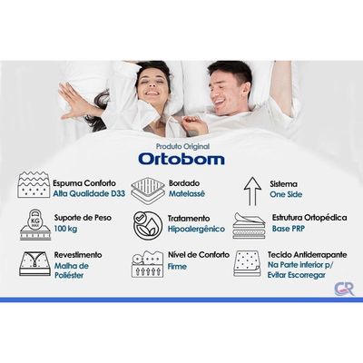 Colchão Casal Espuma Ortobom Ortopédico D33 ISO 100 138X188X18