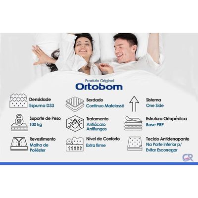 Colchão Casal Espuma Ortobom Ortopédico D33 Exclusive 138x188x28