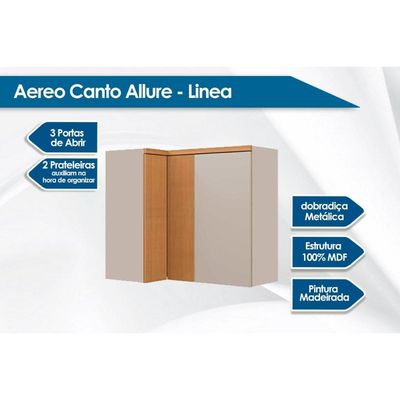 Módulo Cozinha Linea Allure Allure de canto c/3 portas 93cm Jequitiba/Gris Linea Brasil