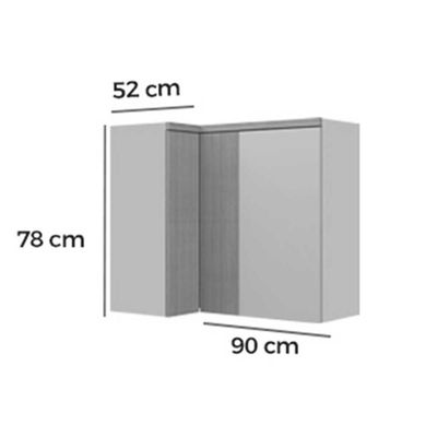 Módulo Cozinha Linea Allure Allure de canto c/3 portas 93cm Jequitiba/Gris Linea Brasil
