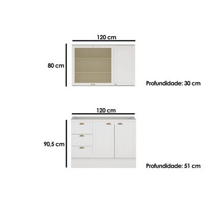 Cozinha Modulada Carraro 2 Peças Bella C2P47 Branco