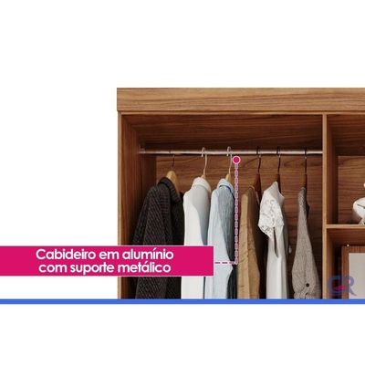 Guarda Roupa Casal 6 Portas Clara Cinamomo/Grafiato Panan