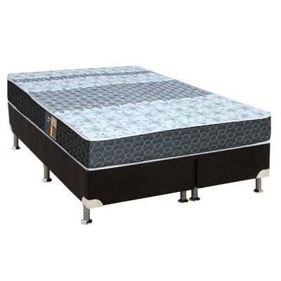 Cama Box CRC Queen + Colchão Molas Pocket Castor Class Slim 158x198