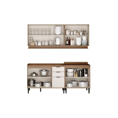 Kit Cozinha Carraro 4 Peças Alpha C4P178 Freijo/Off White
