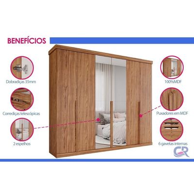 Guarda Roupa Casal 6 Ptas c/Esp Guarapari Jequitiba Panan