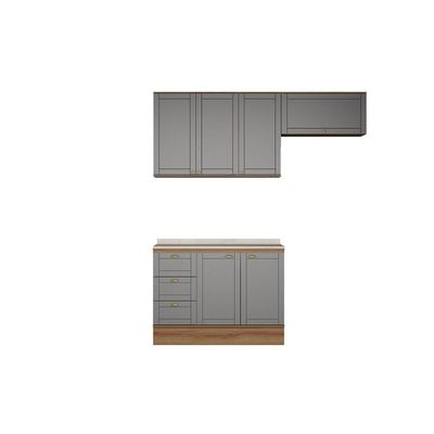 Cozinha Modulada Carraro 3 Peças Bella C3P24 Nogal/Cinza