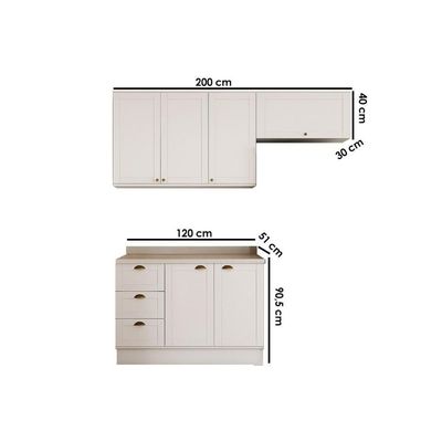 Cozinha Modulada Carraro 3 Peças Bella C3P24 Nogal/Cinza