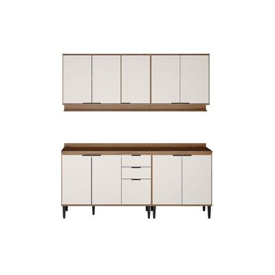 Cozinha Modulada Carraro 4 Peças Alpha C4P177 Freijo/Off White