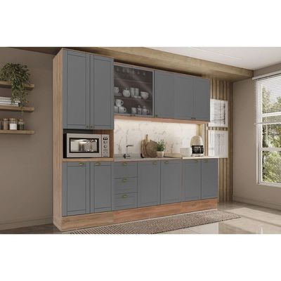 Kit Cozinha Carraro 5 Peças Bella C5P122 Nogal/Cinza