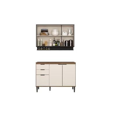 Cozinha Modulada Carraro 2 Peças Alpha C2P51 Freijo/Off White/Preto
