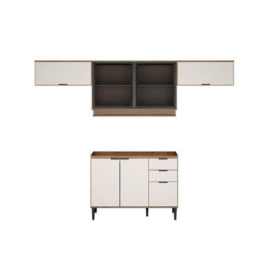 Kit Cozinha Carraro 4 Peças Alpha C4P182 Freijo/Off White