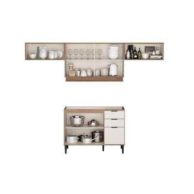 Kit Cozinha Carraro 4 Peças Alpha C4P182 Freijo/Off White