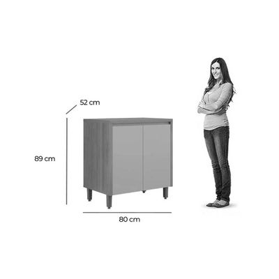 Módulo Cozinha Linea Allure Allure c/2 Portas 80cm Jequitiba/Gris Linea Brasil