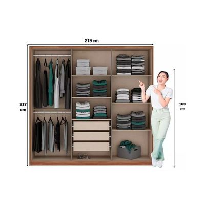 Guarda Roupa Casal 6 Portas Belmont Cedro/Salvia Carraro
