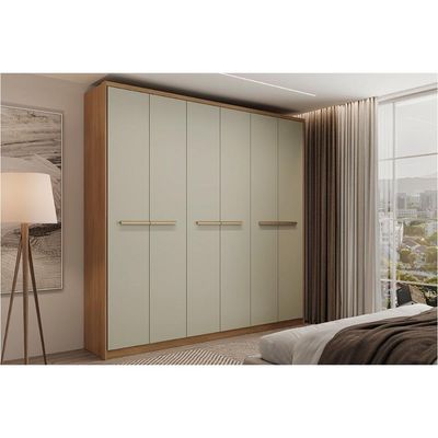 Guarda Roupa Casal 6 Portas Belmont Cedro/Salvia Carraro